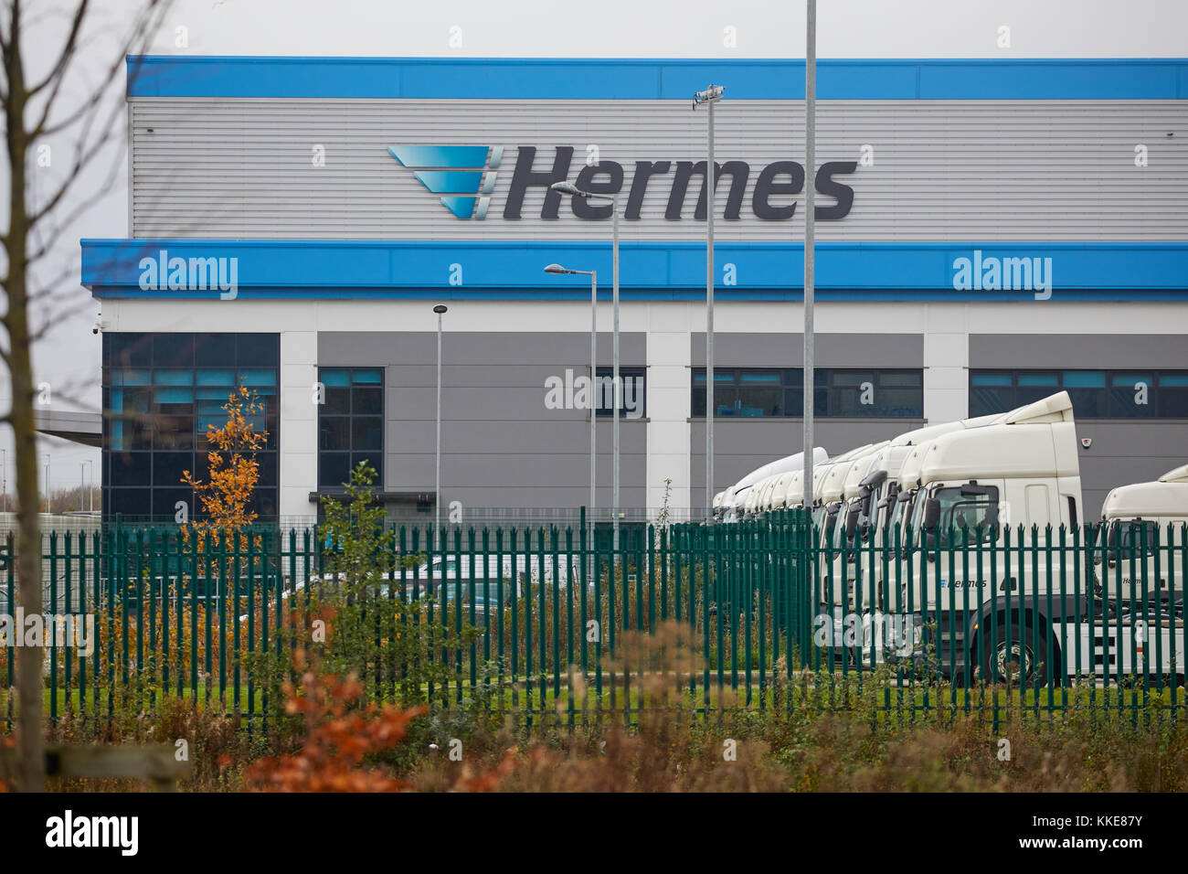 Warrington deposito per Hermes logistica di consegna pacchi azienda con sede in Amburgo Foto Stock