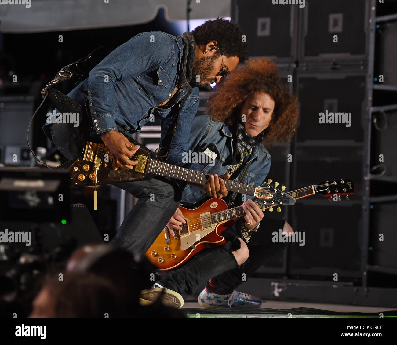 West Palm Beach - 29 aprile: lenny kravitz esegue durante sunfest on April 29, 2015 in West Palm Beach, Florida. persone: lenny kravitz e craig ross Foto Stock