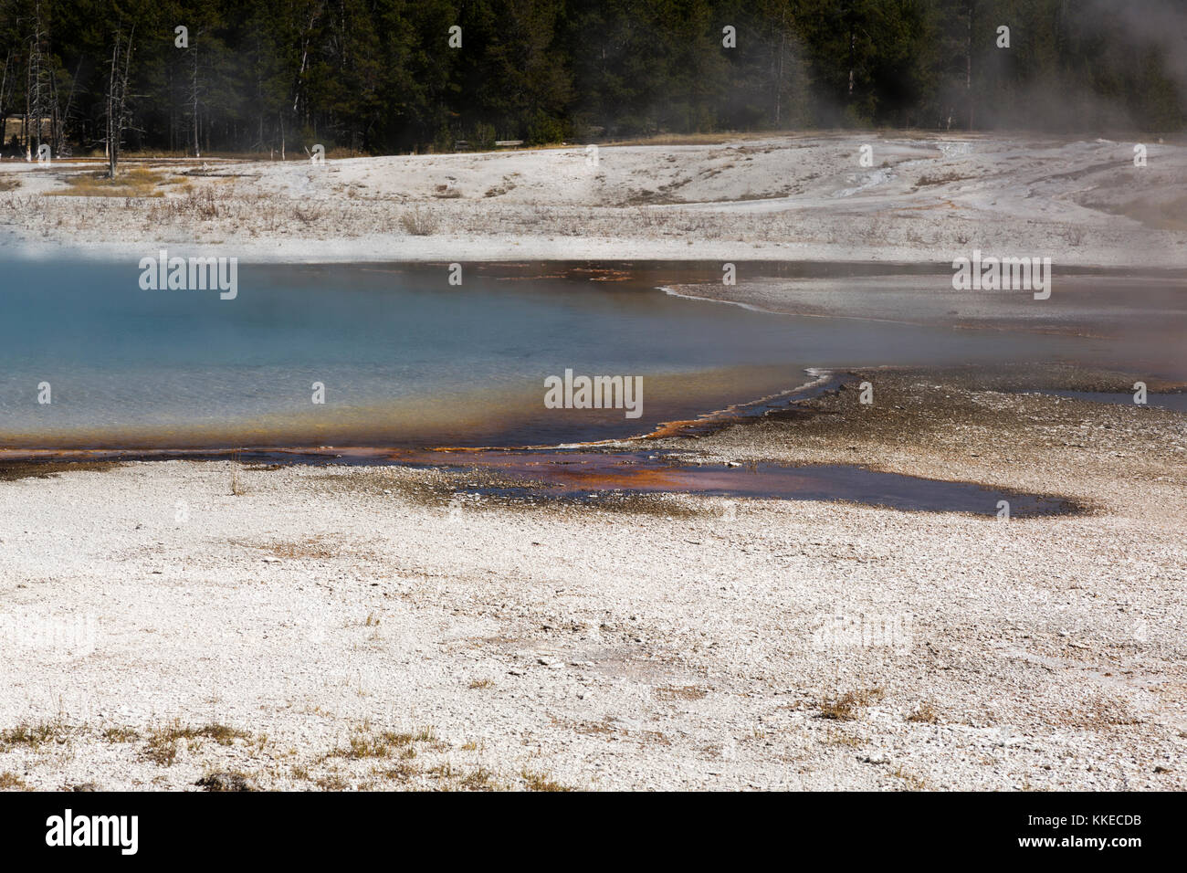 Rainbow piscina caratteristica termica in sabbia nera Geyser Basin, il parco nazionale di Yellowstone Foto Stock