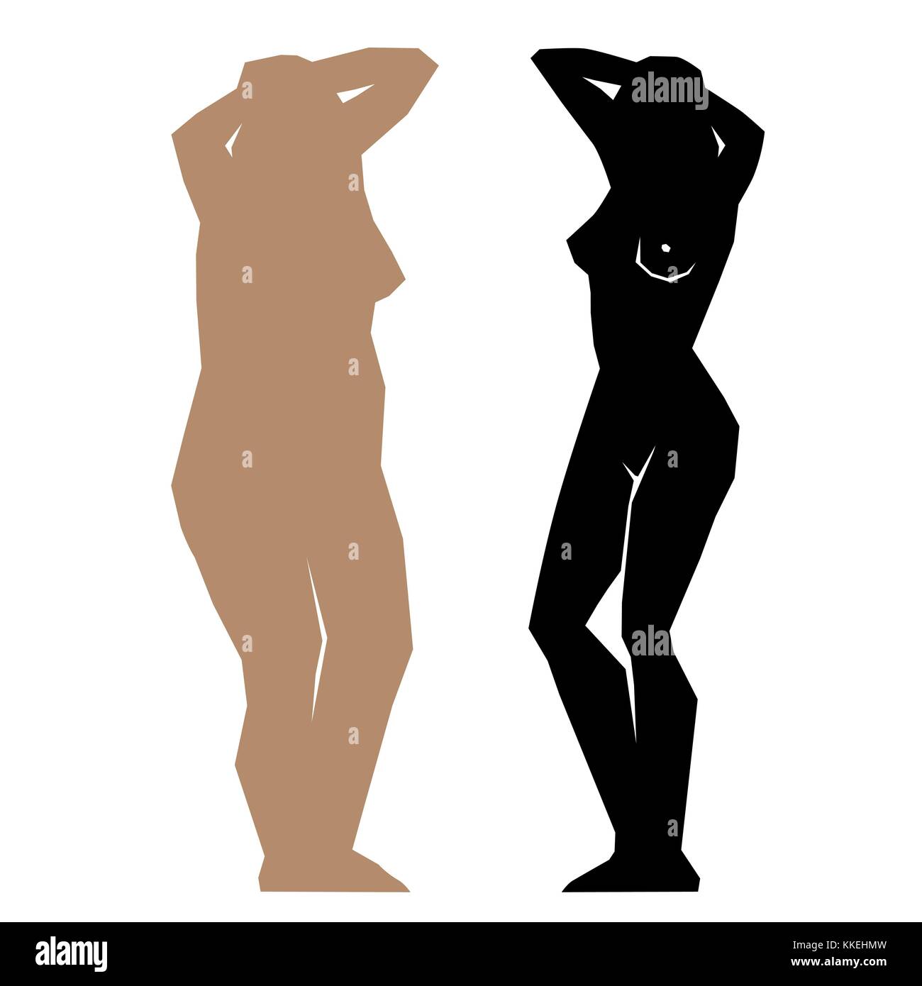 Silhouette donna giovane. Fat e slim ragazze. figura,prima e dopo Illustrazione Vettoriale