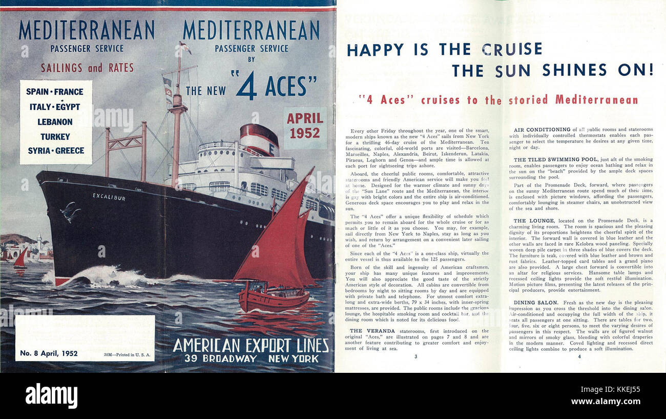 La brochure 4 Aces di aprile 1952 contiene pubblicità e informazioni sul famoso gruppo vocale 4 Aces, popolare per le loro esibizioni negli anni '1950 Foto Stock