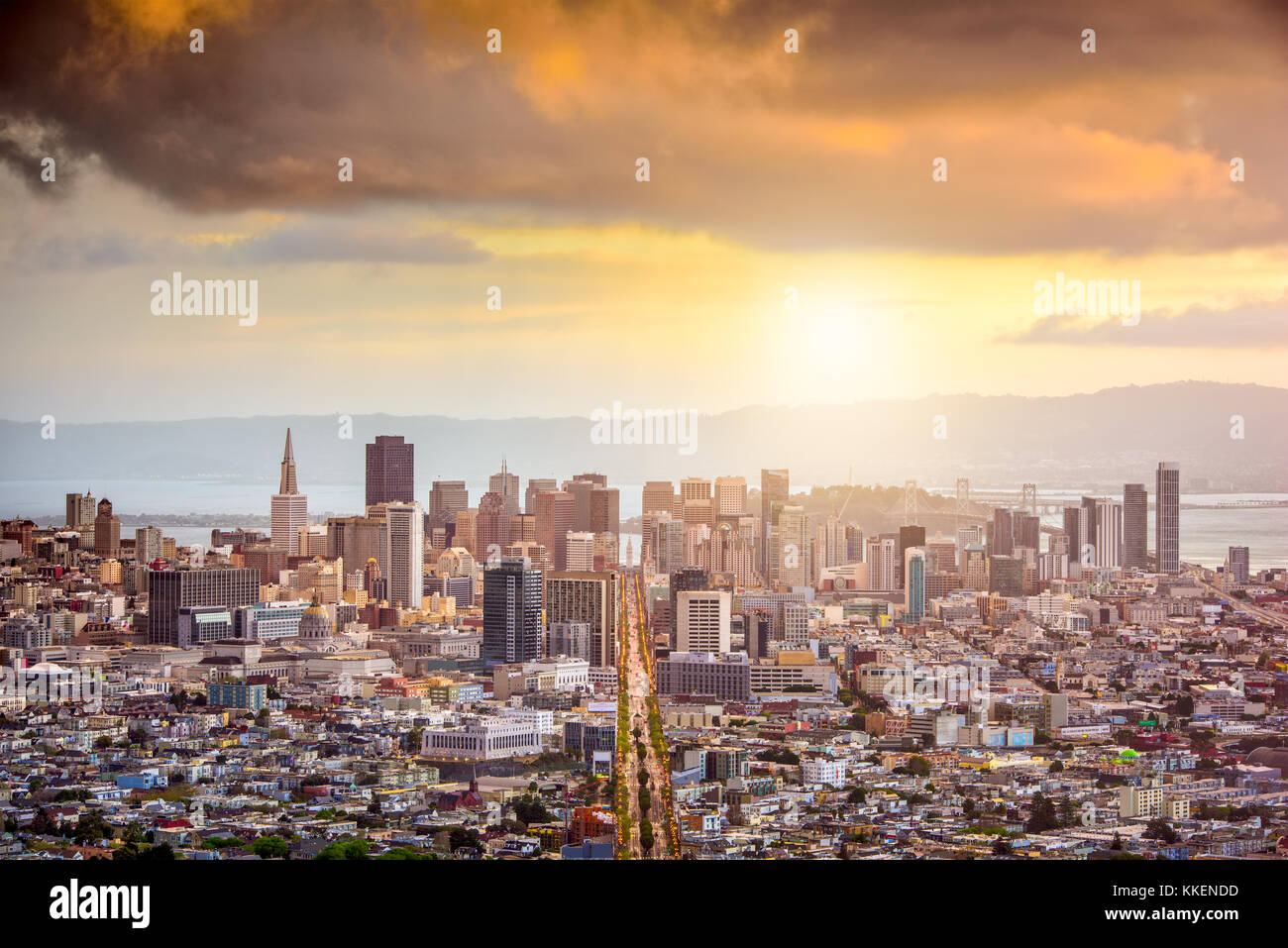 San Francisco, California, Stati Uniti d'America alba skyline. Foto Stock