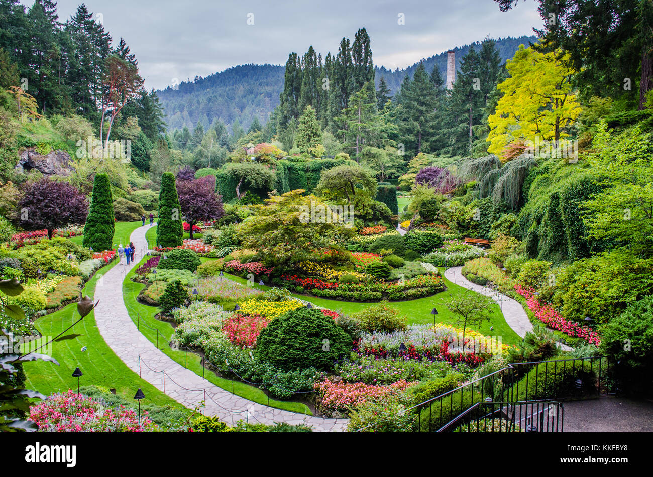 Sunken Garden ai Giardini Butchart, Isola di Vancouver Foto Stock