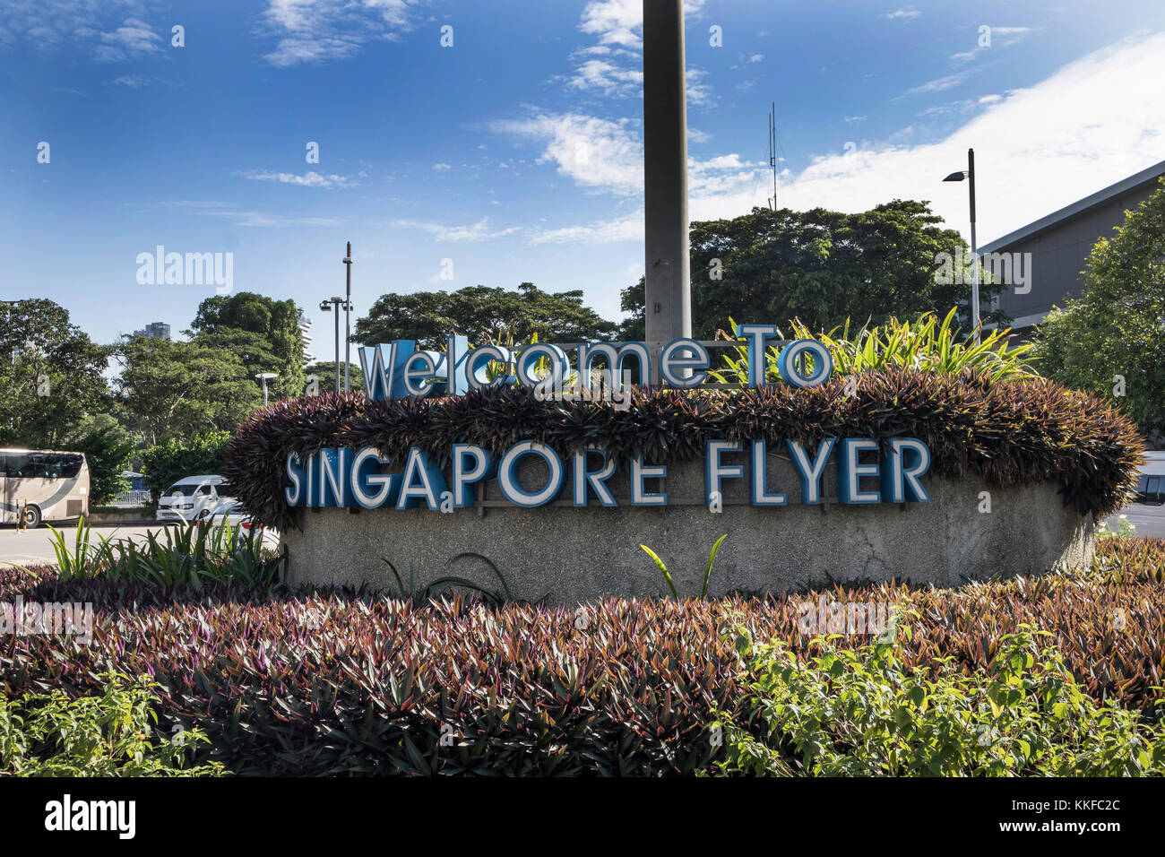Segno di ingresso al Singapore Flyer, in Singapore Foto Stock