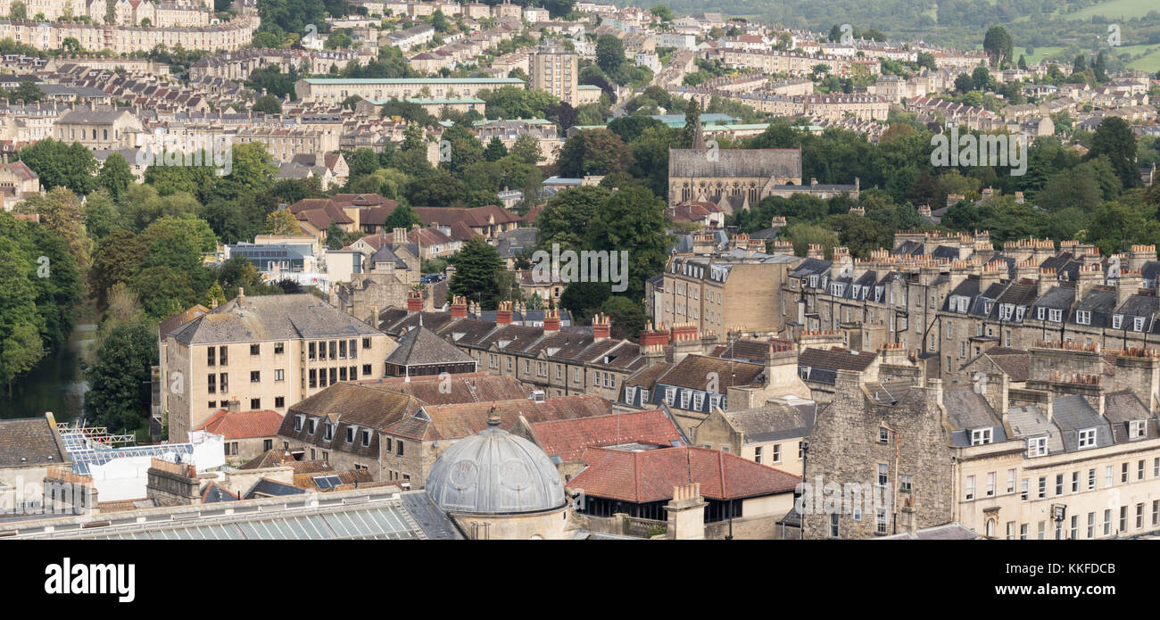 Vista dal tetto dell Abbazia di Bath's Tower. Foto Stock