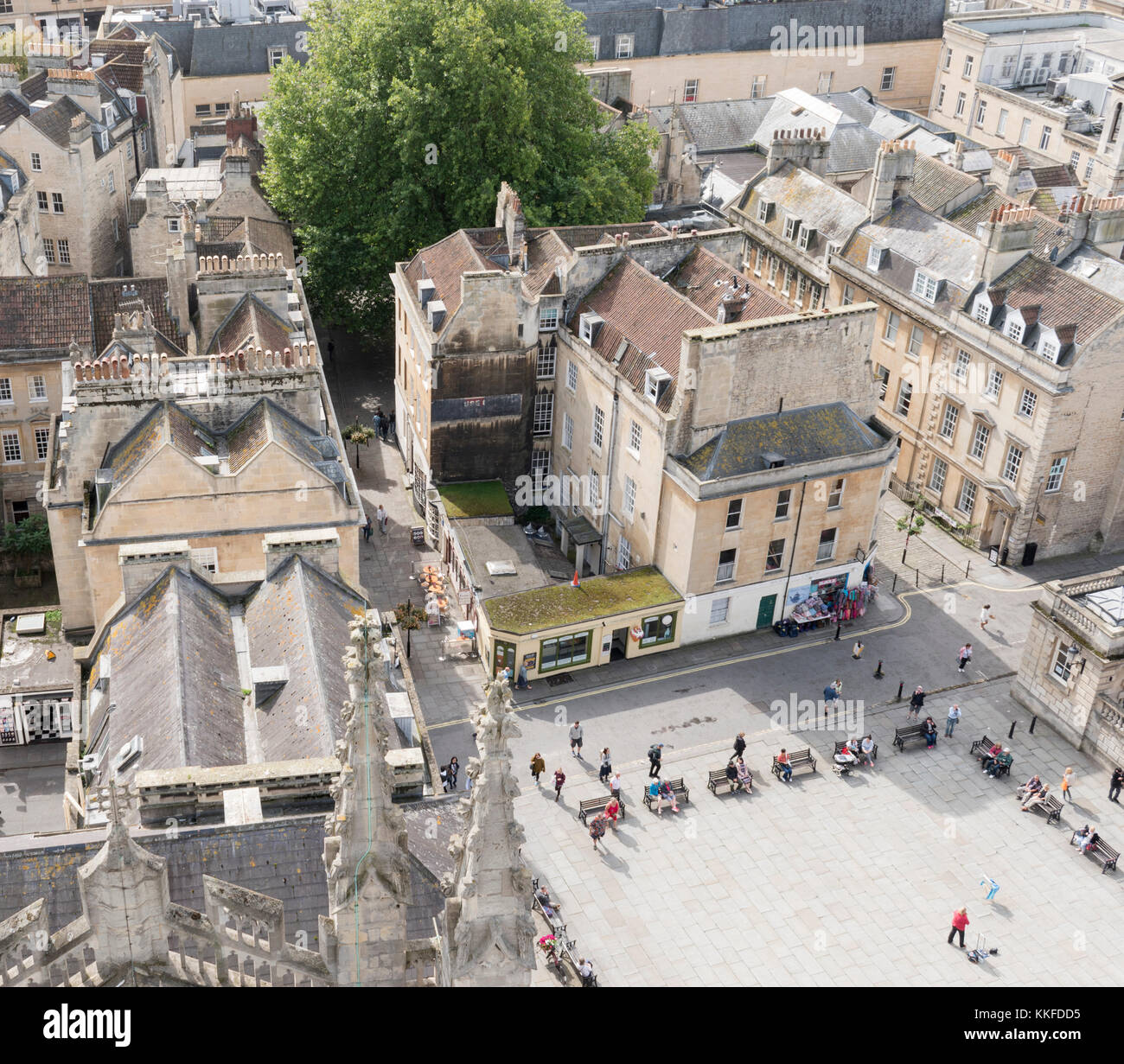 Vista dal tetto dell Abbazia di Bath's Tower. Foto Stock