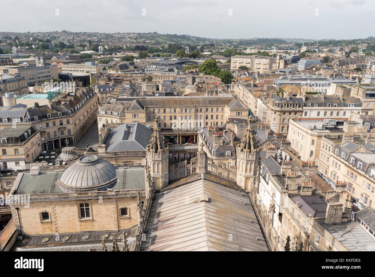 Vista dal tetto dell Abbazia di Bath's Tower. Foto Stock