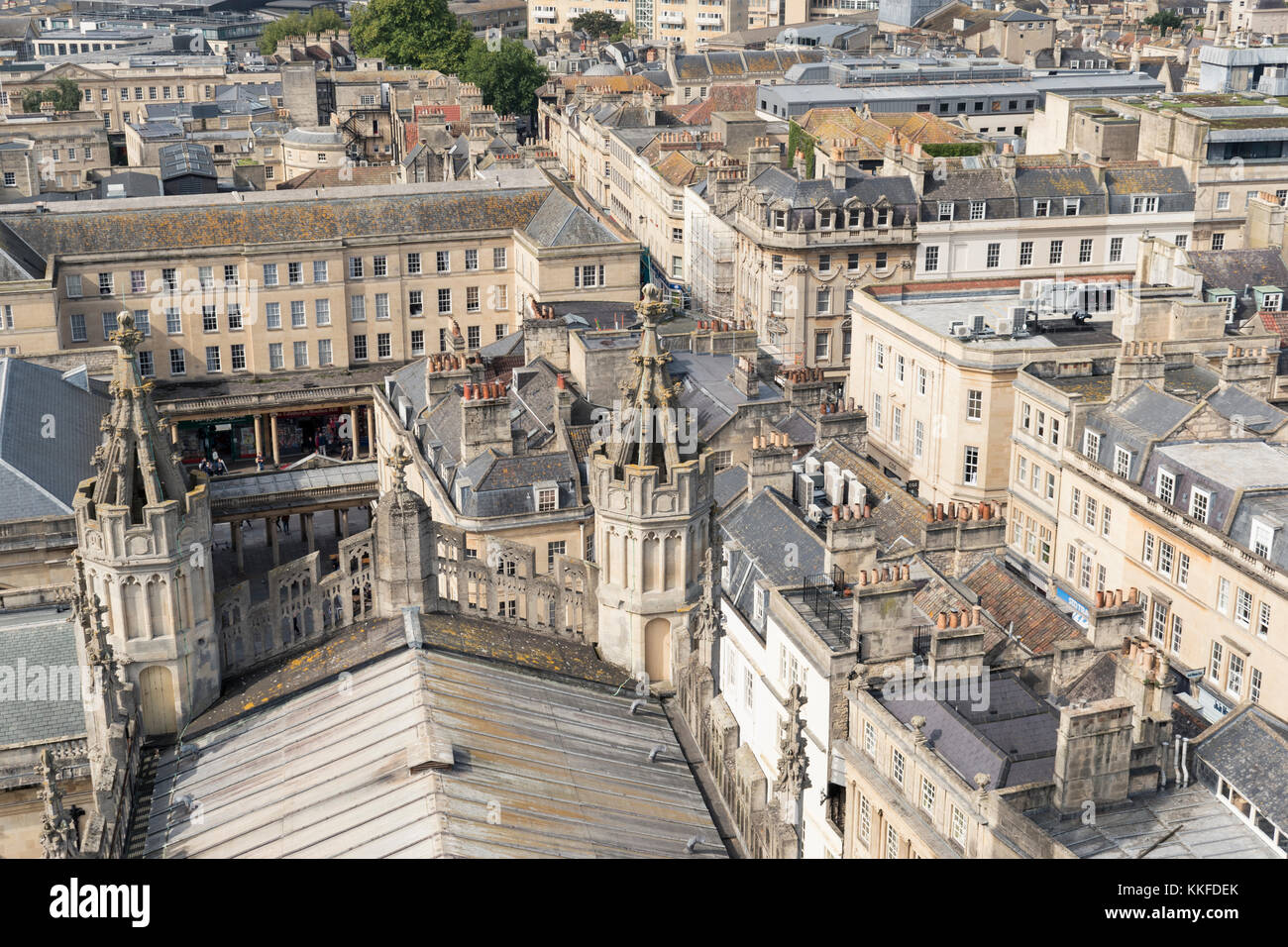 Vista dal tetto dell Abbazia di Bath's Tower. Foto Stock