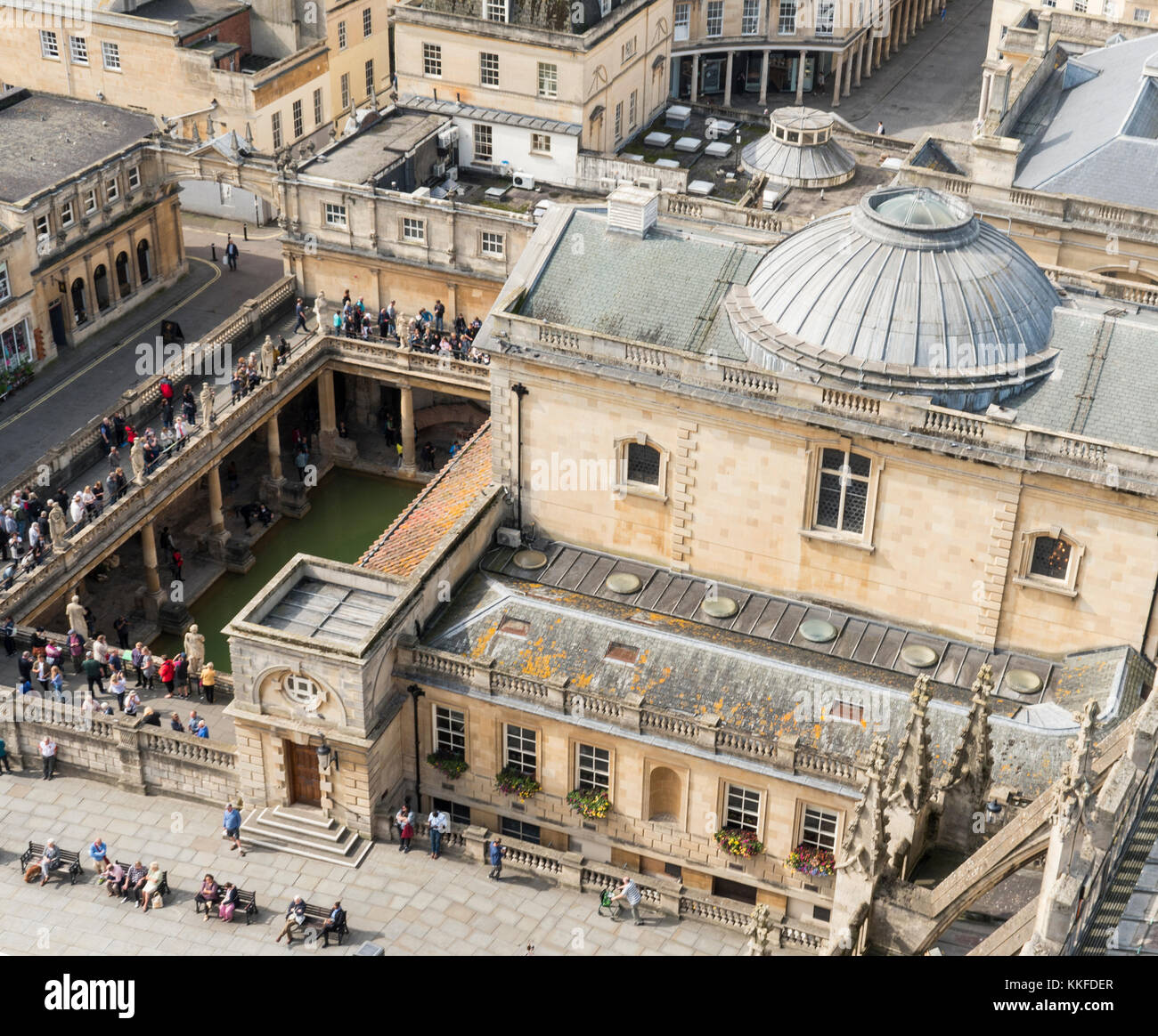 Vista dal tetto dell Abbazia di Bath's Tower. Foto Stock