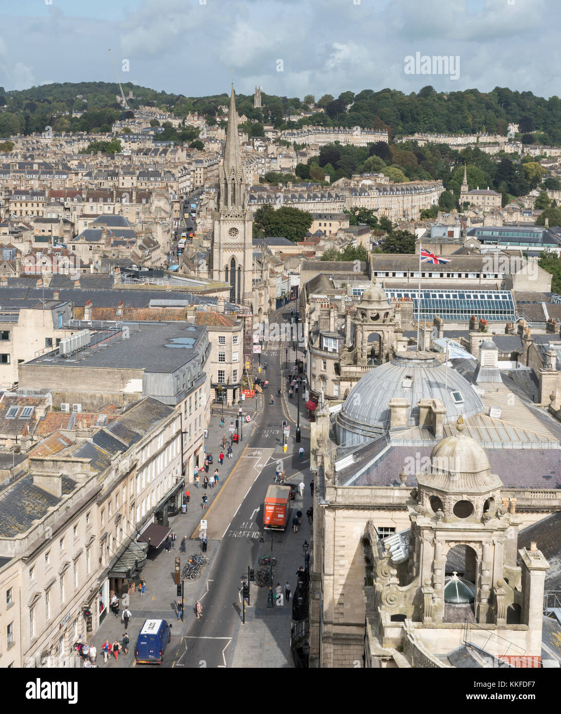 Vista dal tetto dell Abbazia di Bath's Tower. Foto Stock