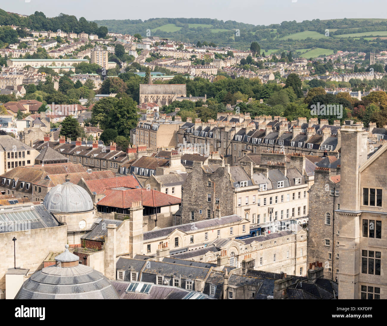 Vista dal tetto dell Abbazia di Bath's Tower. Foto Stock