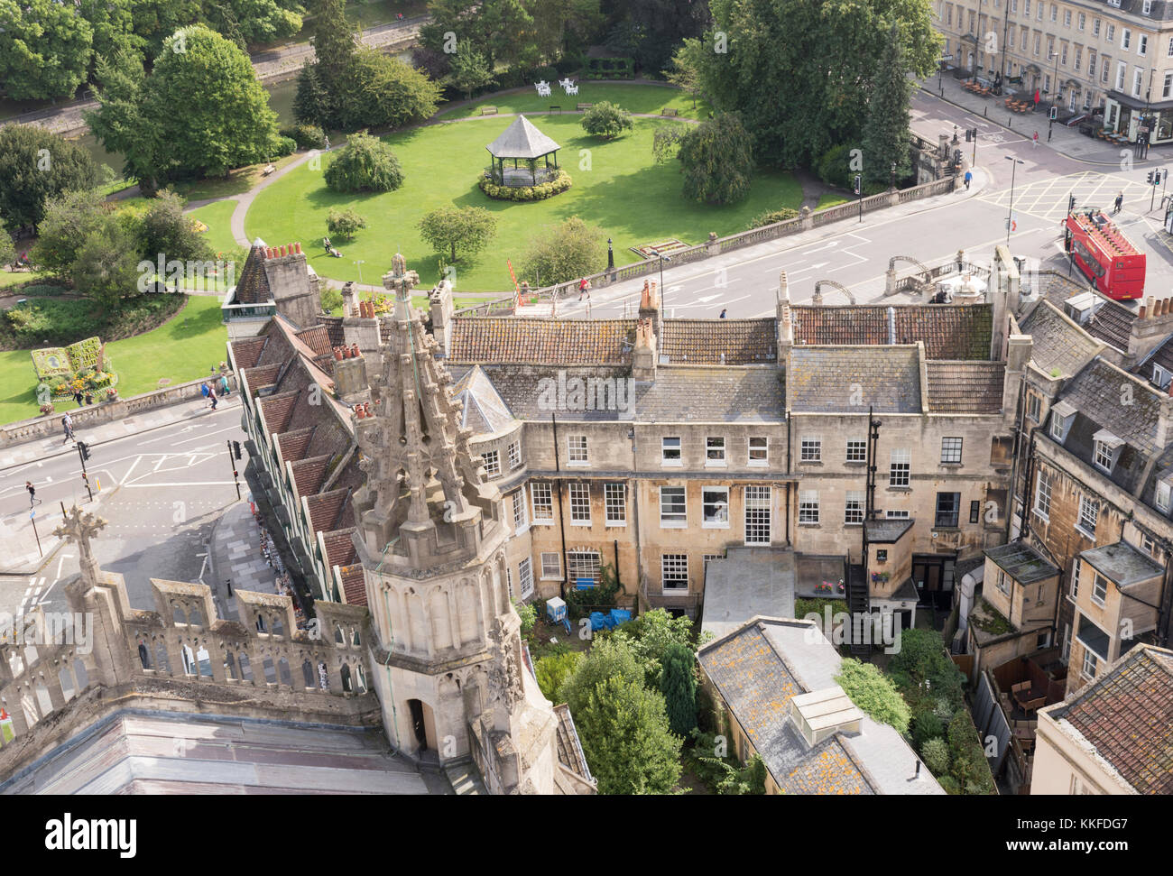Vista dal tetto dell Abbazia di Bath's Tower. Foto Stock