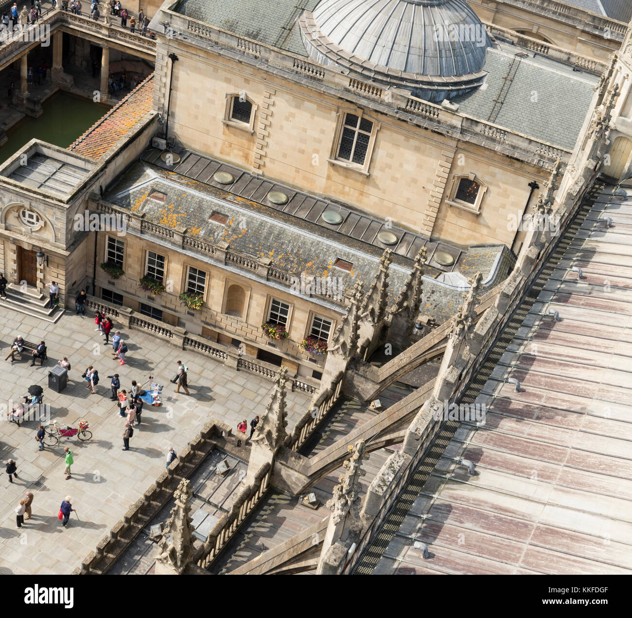 Vista dal tetto dell Abbazia di Bath's Tower. Foto Stock