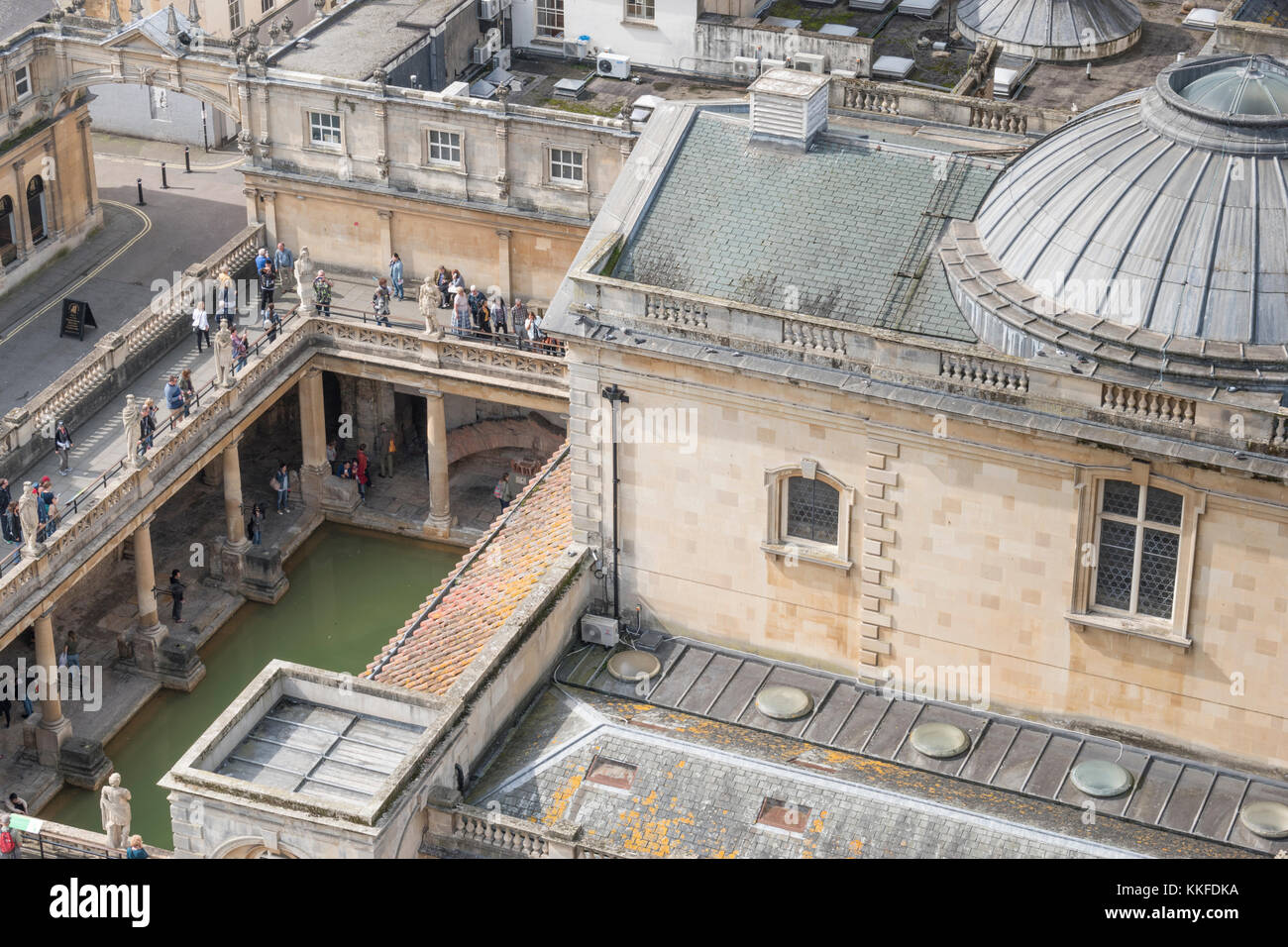 Vista dal tetto dell Abbazia di Bath's Tower. Foto Stock