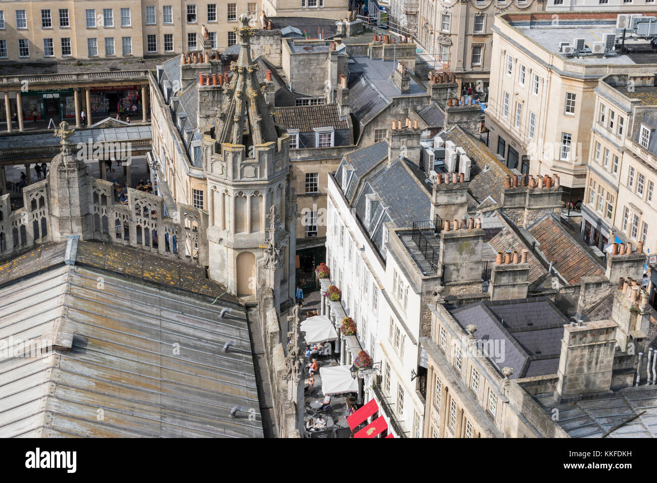 Vista dal tetto dell Abbazia di Bath's Tower. Foto Stock