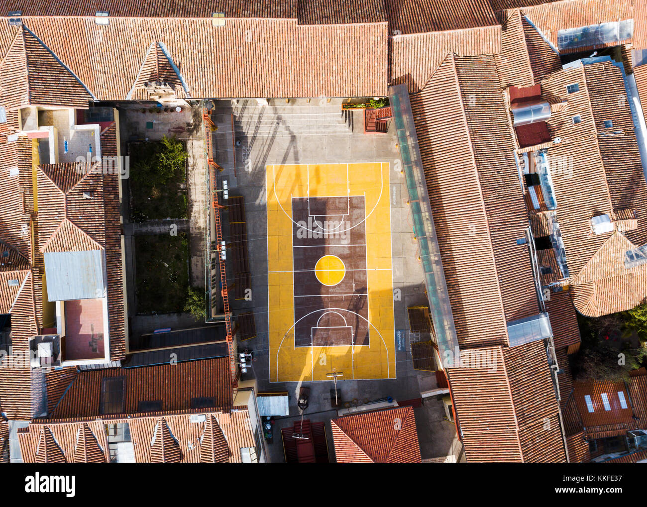 I tetti della città di Cusco in Perù vista aerea Foto Stock