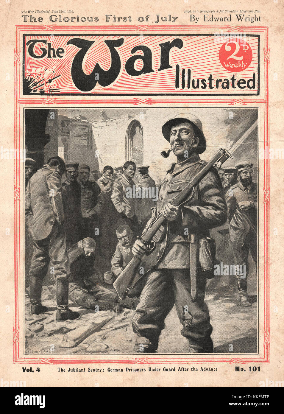 1916 Guerra illustrato prigionieri tedeschi sotto la protezione Foto Stock