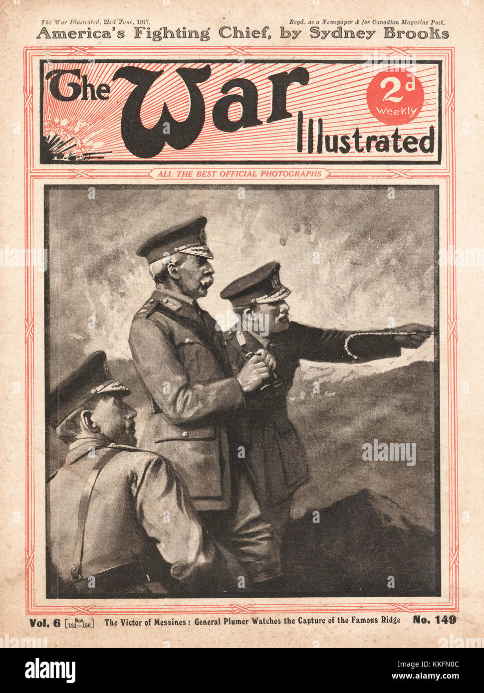 1917 Guerra illustrata Sir Douglas Haig, Generale Plumer e la battaglia di Messines Foto Stock