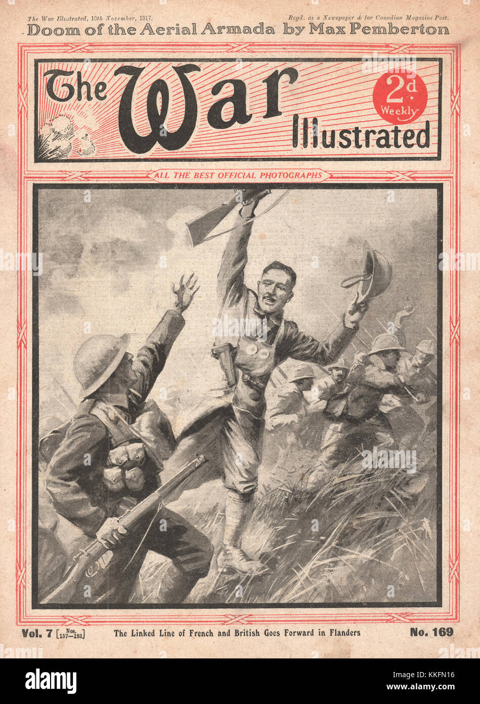 1917 illustrata di guerra britannici e soldati francesi in azione nelle Fiandre Foto Stock