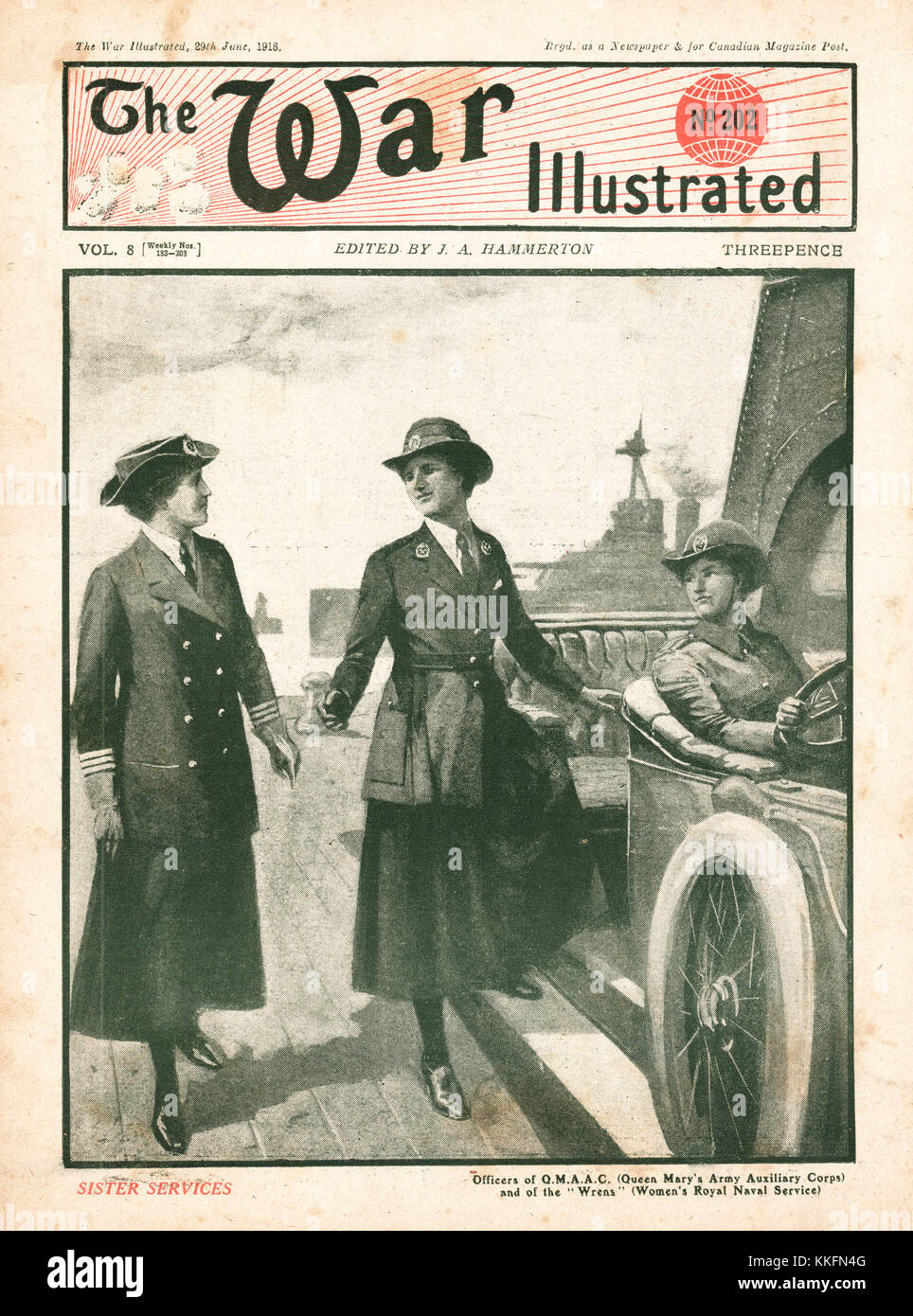 1918 Guerra illustrato WREN e Q.M.A.A.C Ufficiali Foto Stock