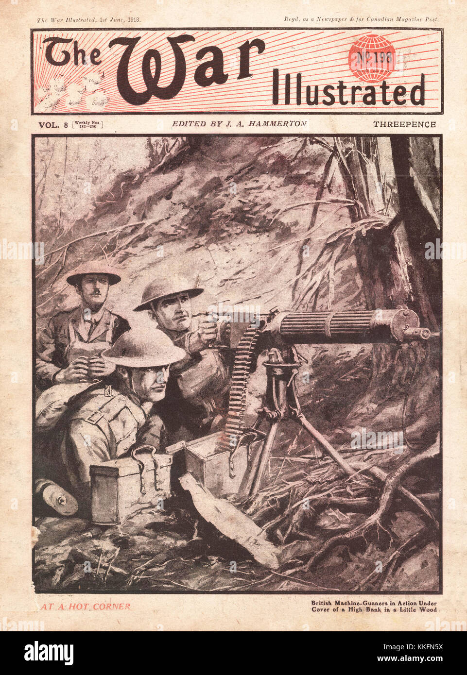 1918 Guerra illustrato Mitraglieri in azione Foto Stock