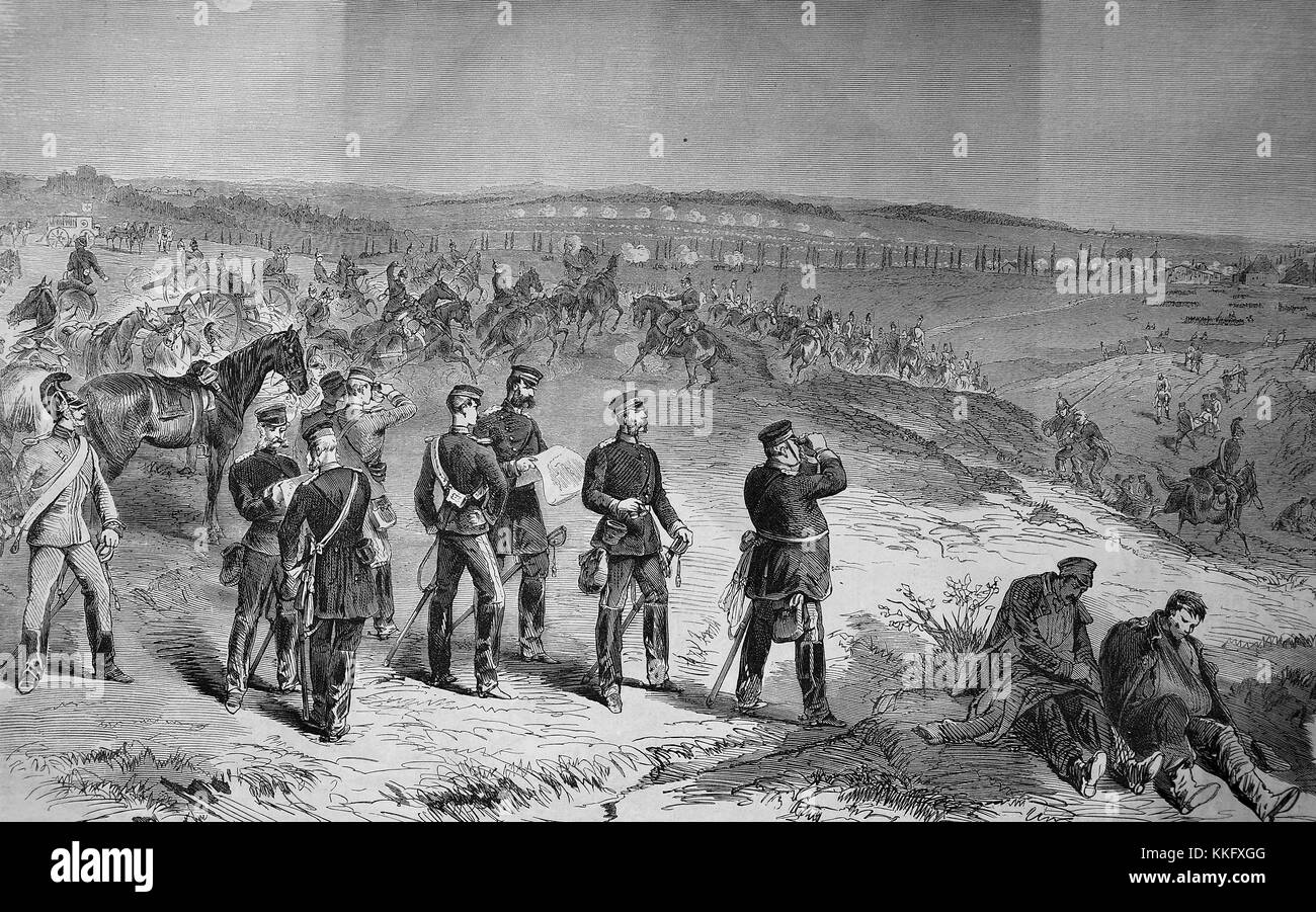 L'attacco dei Sassoni a Sainte-Marie-aux-Chenes il 18 agosto, guerra franco-tedesca 1870/71, guerra franco-prussiana o guerra franco-tedesca, la guerra di 1870, un conflitto tra il secondo impero francese di Napoleone III e gli stati tedeschi del Nord tedesco Confederazione guidata dal Regno di Prussia, digitale migliorata la riproduzione di un originale xilografia Foto Stock