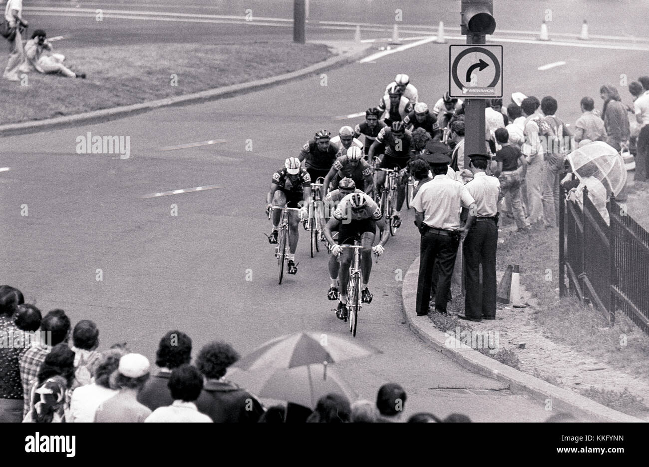 Uomini in bicicletta da corsa su strada al 1976 Olimpiadi estive, Montreal, Canada Foto Stock