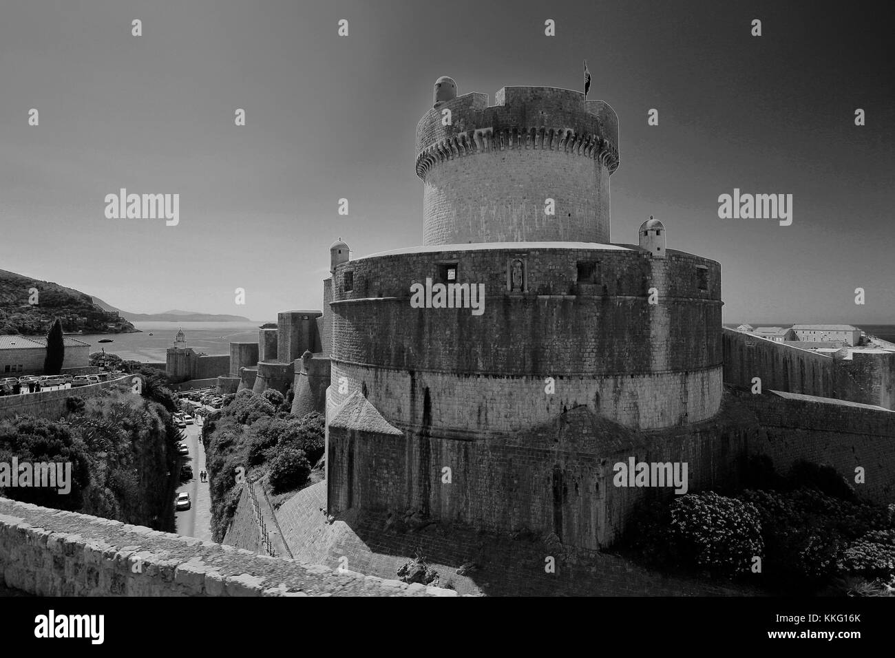 La Fortezza di Minceta pareti, citta di Dubrovnik, Dalmazia, Croazia, Balcani, Europa, Sito Patrimonio Mondiale dell'UNESCO. Foto Stock