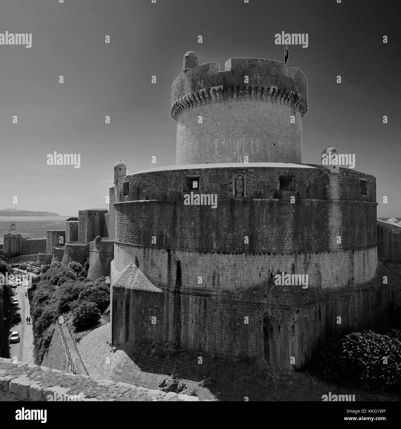 La Fortezza di Minceta pareti, citta di Dubrovnik, Dalmazia, Croazia, Balcani, Europa, Sito Patrimonio Mondiale dell'UNESCO. Foto Stock