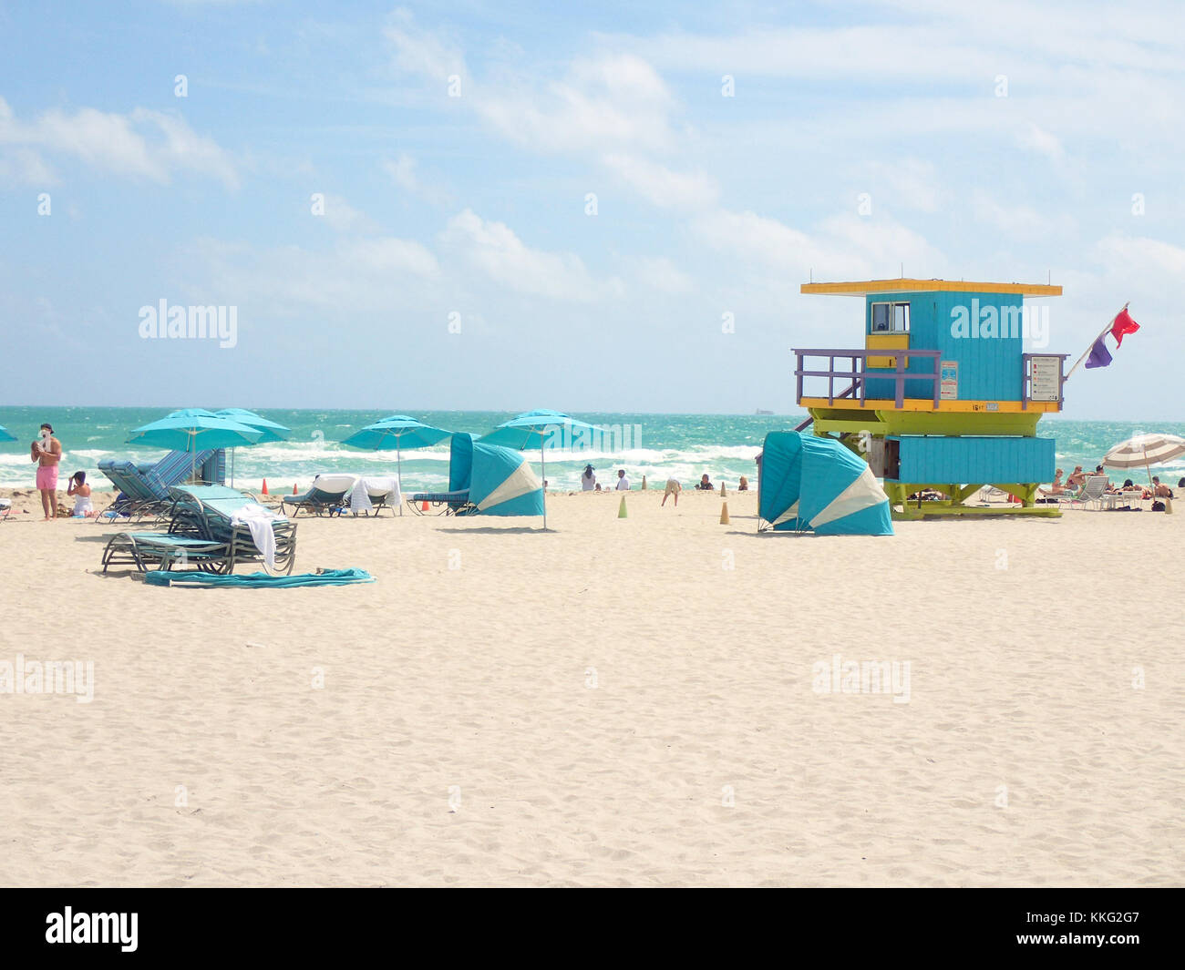 Giornata di sole a South Beach di Miami Beach, Florida Foto Stock