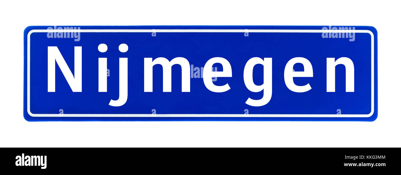 Città segno limite di Nijmegen, Paesi Bassi isolato su uno sfondo bianco Foto Stock