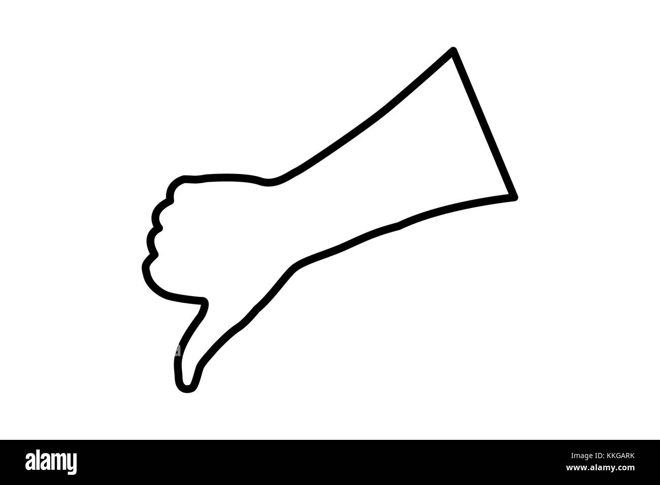 A mano - pollice in giù - illustrazione vettoriale - bianco e nero Illustrazione Vettoriale