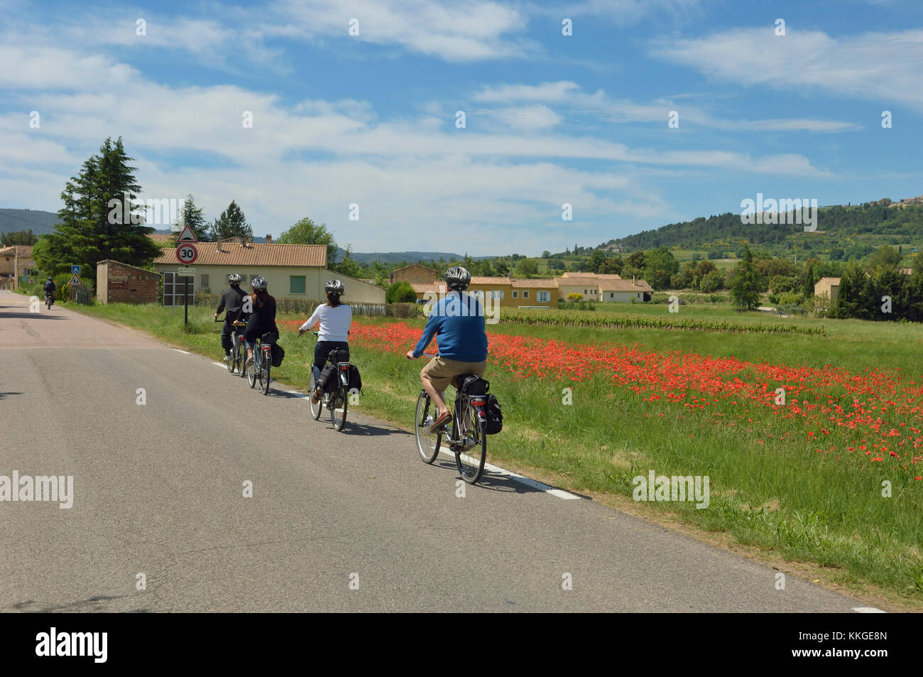 Gita in bicicletta intorno al reparto Vancluse, Provenza, Francia Foto Stock