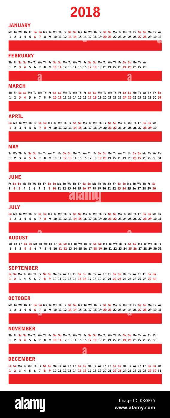 Calendario speciale design - 2018 Illustrazione Vettoriale