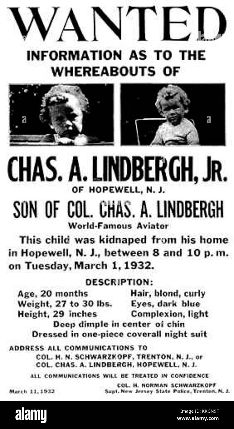 Poster del bambino Lindbergh Foto Stock