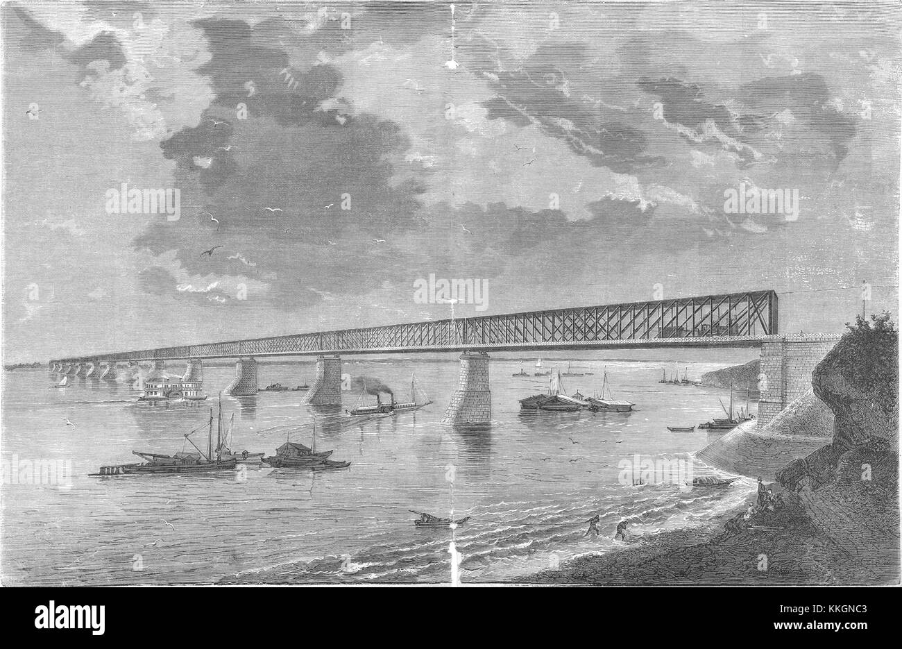 Alexandrowskiy Most (Ponte Alexander) è un importante ponte storico situato in Russia, noto per il suo design architettonico e il suo significato storico nel collegare aree chiave della città. Foto Stock