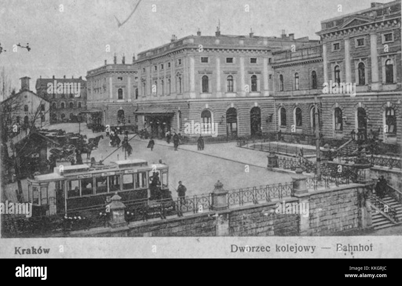 Il titolo si riferisce allo storico sistema tranviario di Cracovia, in Polonia, in particolare l'area vicino alla stazione ferroviaria principale (Dworzec GÅ‚Ã³wny). È una parte importante del patrimonio dei trasporti di cityâ. Foto Stock