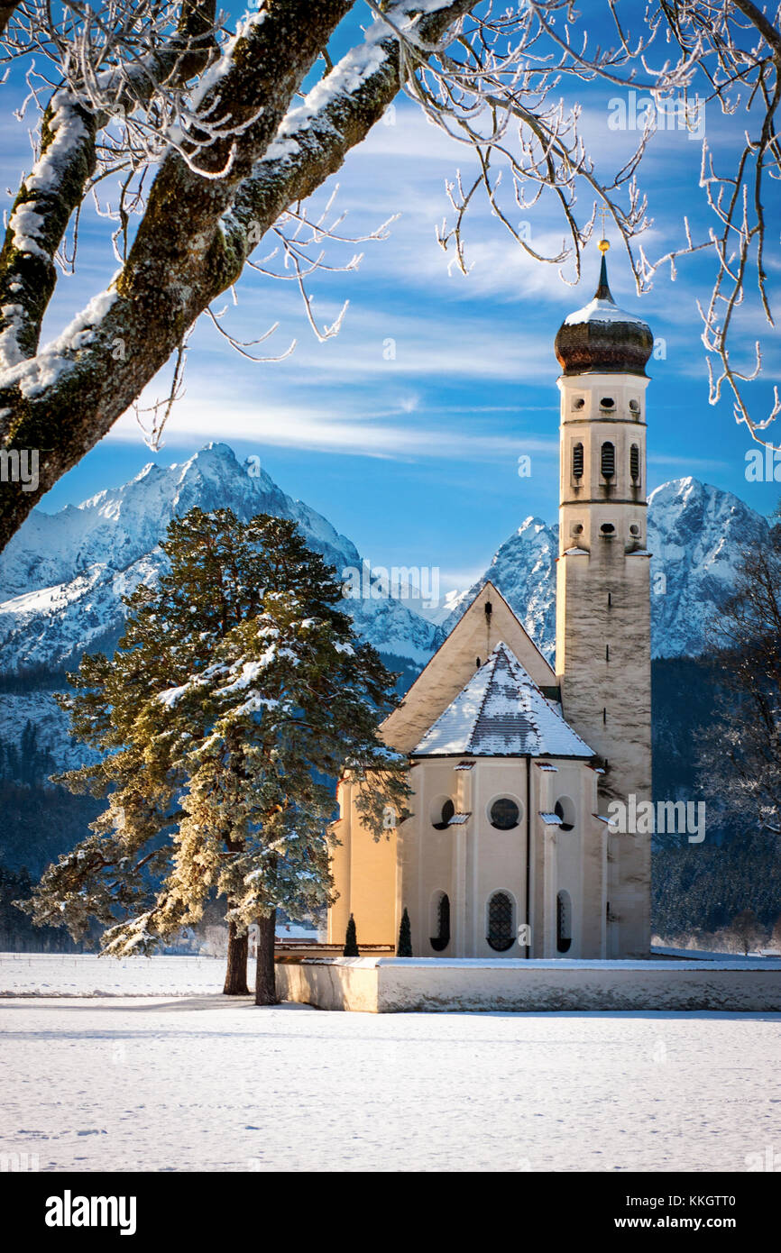San Coloman Chiesa - Chiesa dei Pellegrini vicino a Füssen, Baviera, Germania Foto Stock