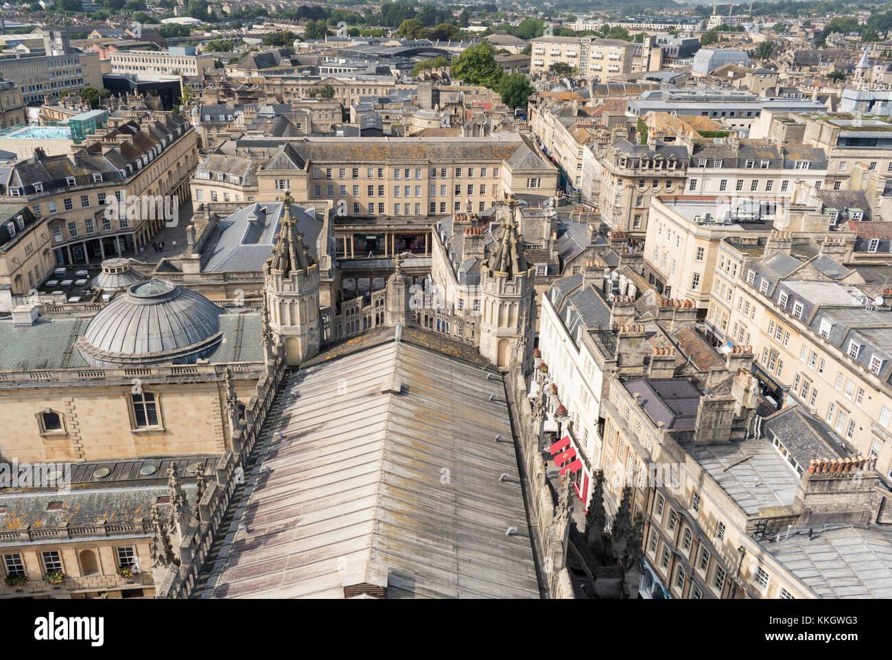 Vista dal tetto dell Abbazia di Bath's Tower. Foto Stock