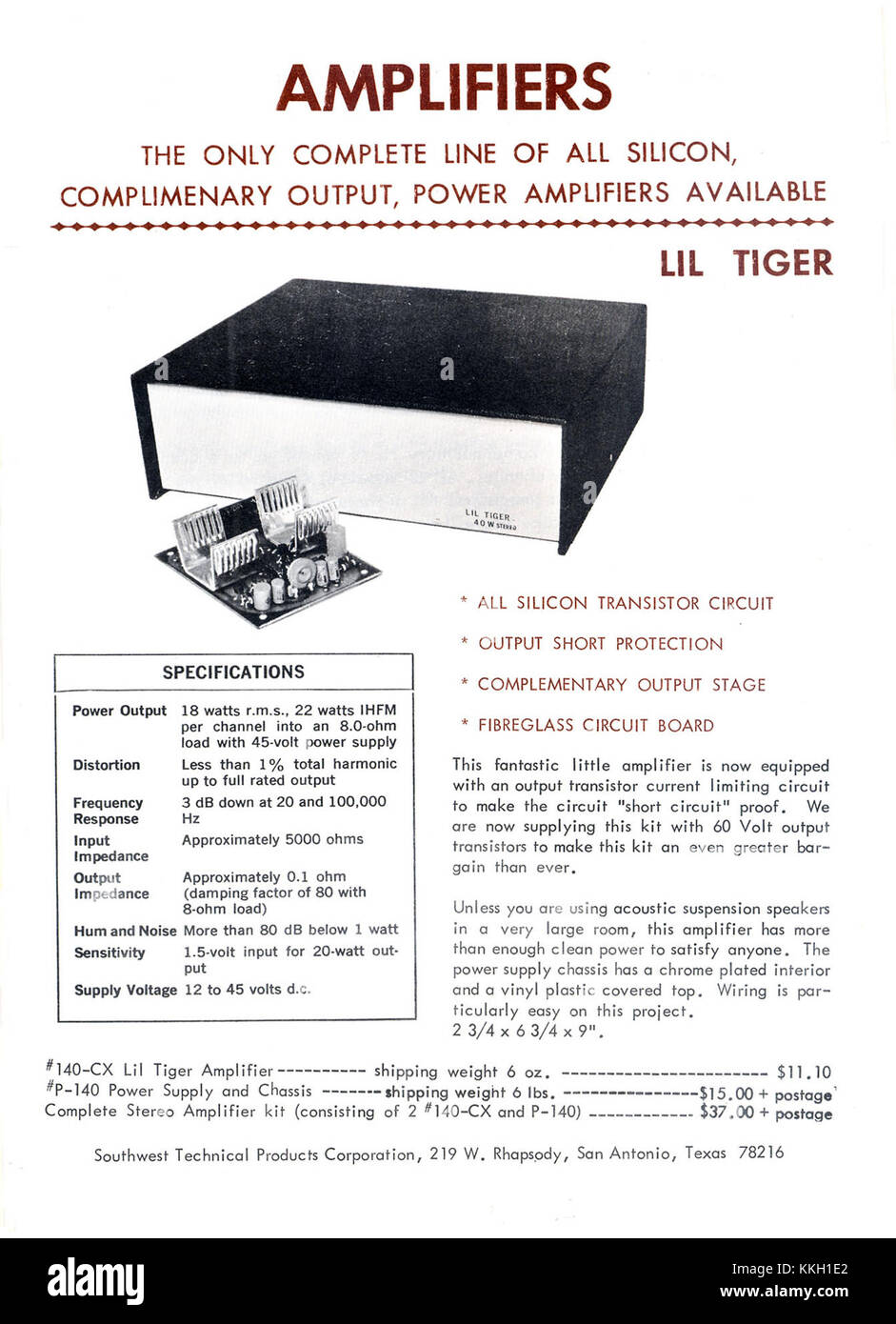 Pagina 2 del catalogo 1969 di Southwest Technical Products Corporation (SWTPC), che presenta componenti elettronici, kit e accessori per hobbisti e professionisti. Foto Stock