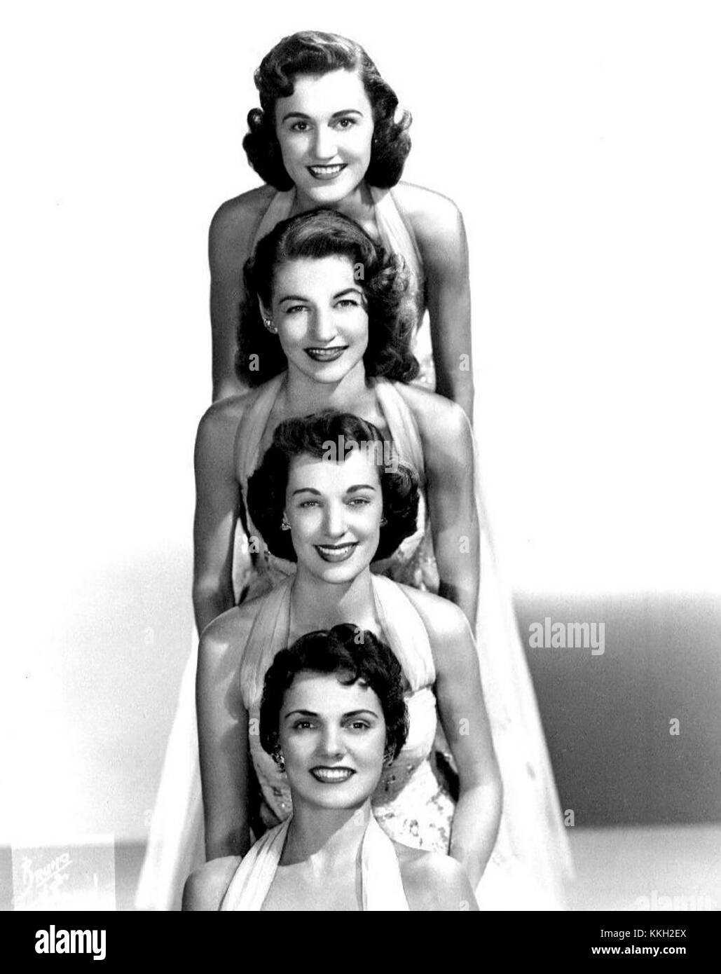 I Chordettes erano un gruppo vocale femminile americano degli anni '1950, noto per la loro musica armonica, pop e canzoni di successo come "Mr. Sandman". Foto Stock