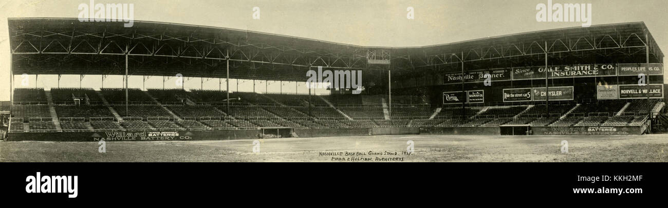 Sulphur Dell era uno storico stadio di baseball di Nashville, Tennessee, noto per essere la sede dei Nashville Vol Questa immagine panoramica cattura le caratteristiche uniche del parkâ. Foto Stock