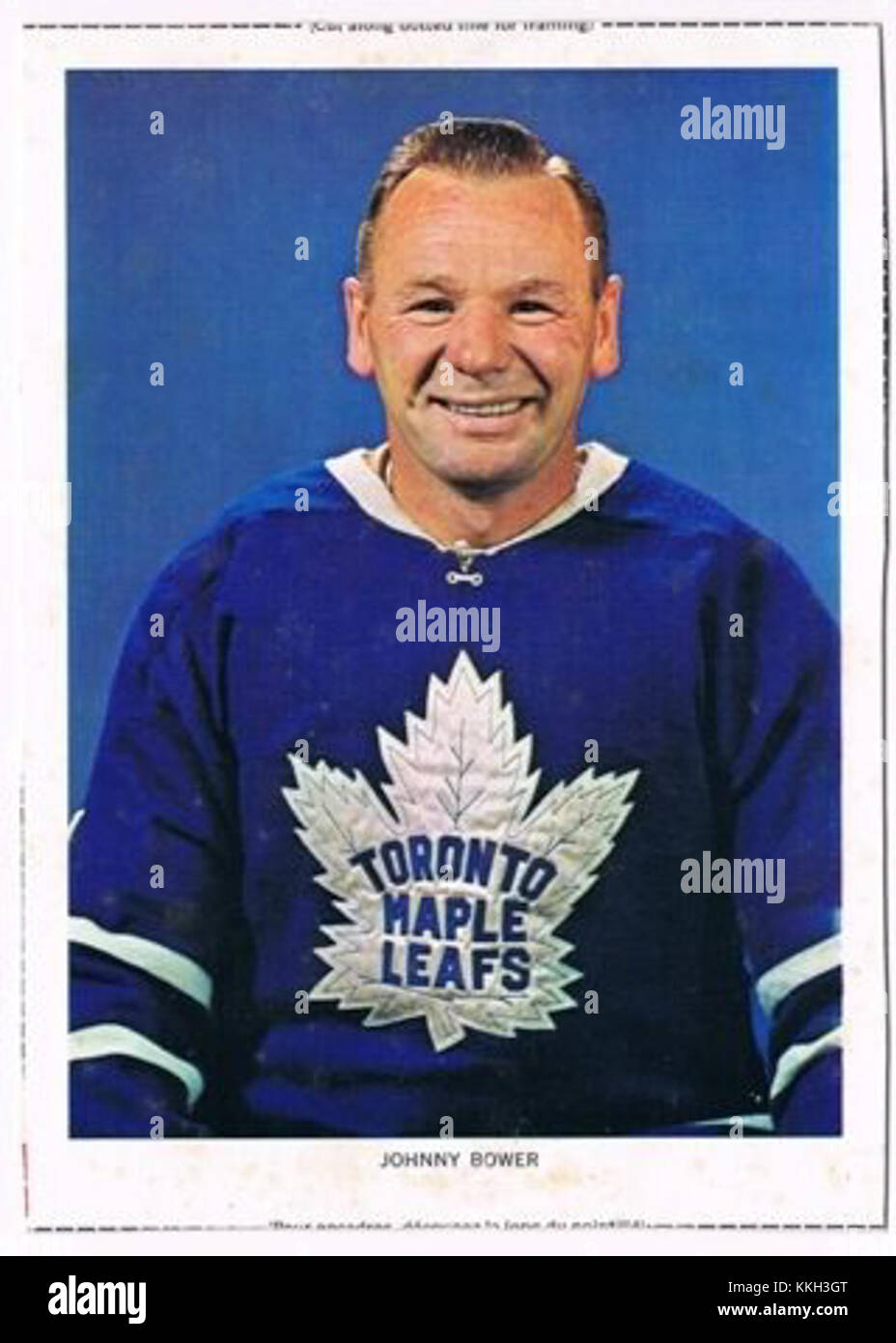 Johnny Bower è stato un leggendario portiere canadese di hockey su ghiaccio conosciuto per il suo tempo con i Toronto Maple Leafs e per le sue eccezionali prestazioni negli anni '1960, tra cui la vittoria di più Stanley Cup. Foto Stock
