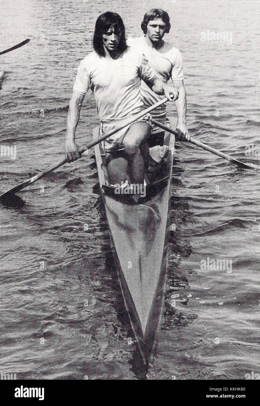 Ivan Patzaichin e Toma Simionov erano importanti canoisti rumeni. Entrambi hanno vinto più medaglie olimpiche e mondiali, con Patzaichin uno dei kayakers di maggior successo nella storia, noto per la sua abilità nei 500 m e nei 1000 m. Foto Stock