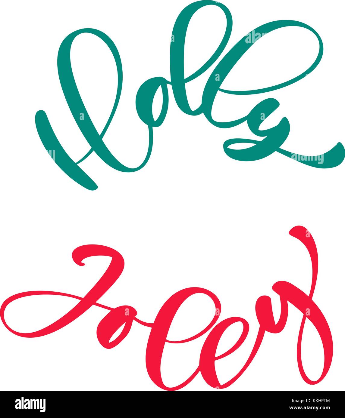 Holly Jolly calligraphy lettering natale una frase scritta in un cerchio. disegnati a mano lettere. testo vettoriale per realizzare biglietti di auguri le sovrapposizioni di foto Illustrazione Vettoriale