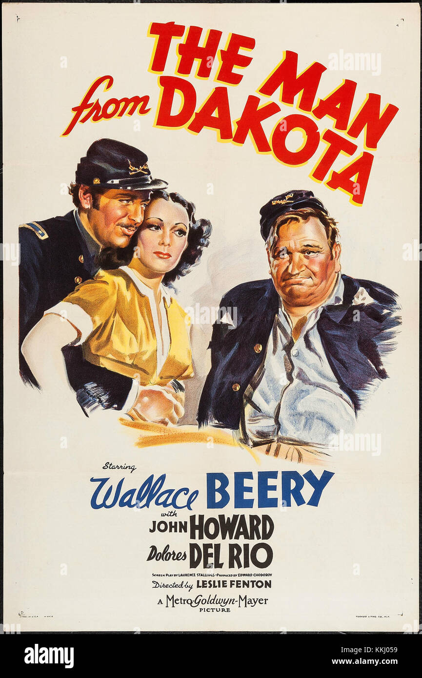 Un poster cinematografico d'epoca per *The Man from Dakota*, un film WESTERN dell'inizio del XX secolo che mostra elementi tipici del genere come cowboy, avventura e vita di frontiera. Foto Stock