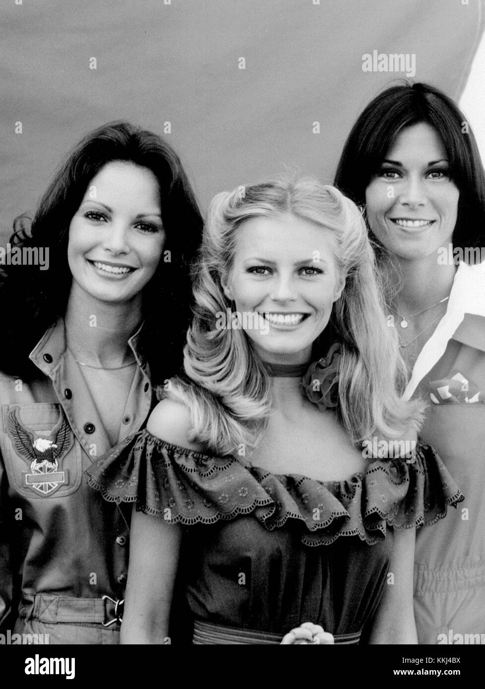 Charlie's Angels, una popolare serie televisiva americana del 1977, segue tre investigatori privati che lavorano per un misterioso datore di lavoro, Charlie. Lo spettacolo è diventato un fenomeno culturale durante la sua esecuzione. Foto Stock