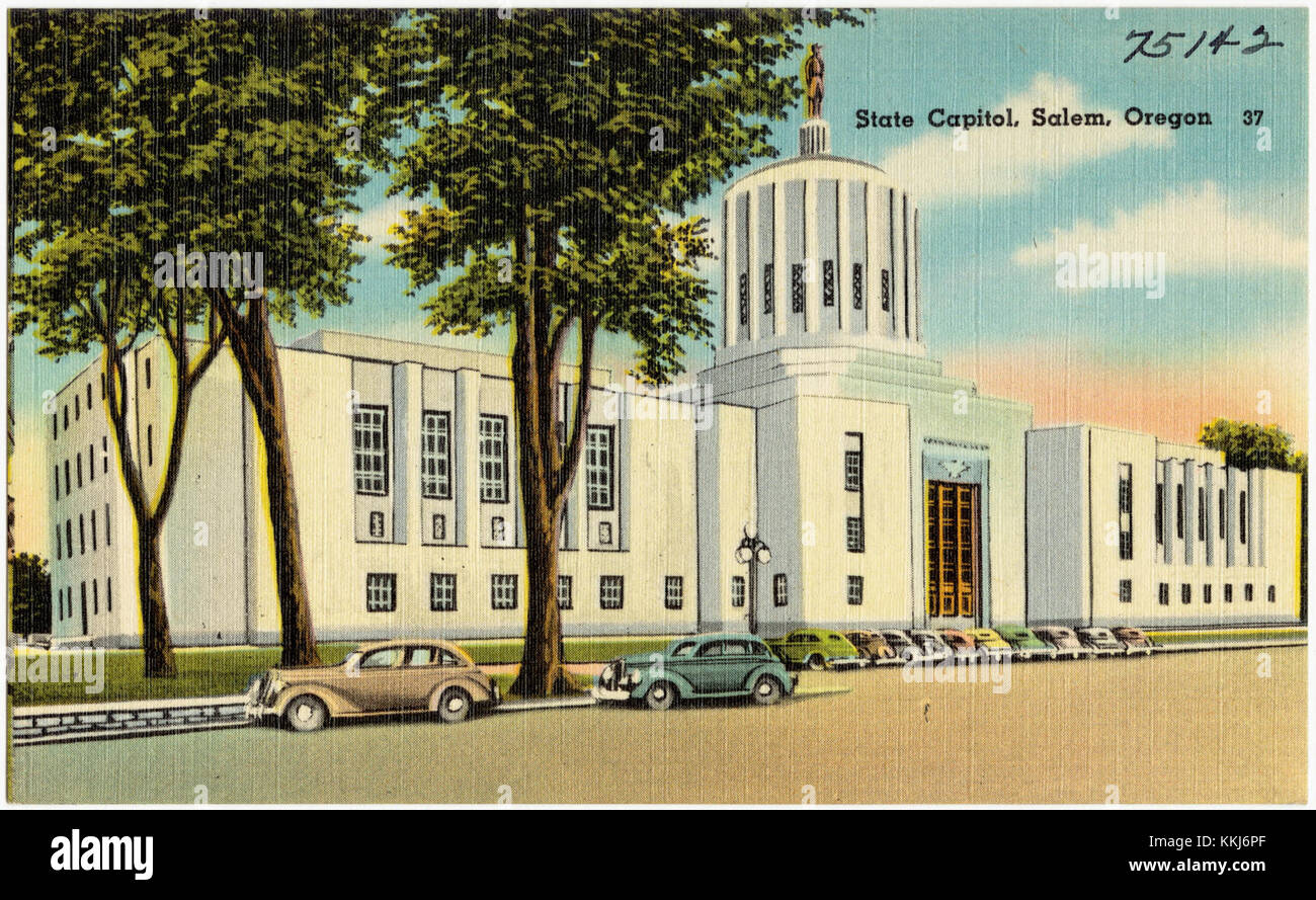 Il Campidoglio di Salem, Oregon, è un importante edificio governativo, noto per la sua architettura e il ruolo nelle funzioni politiche dello stato. Foto Stock