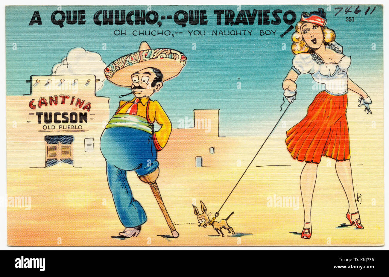 "A que Chucho,- que travieso, oh Chucho,- you naughty Boy" è una frase giocosa e vivace, spesso associata a espressioni di affetto o umorismo nelle culture di lingua spagnola. Foto Stock