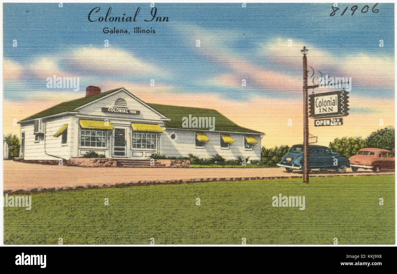 Il Colonial Inn di Galena, Illinois, è una locanda storica che offre alloggio in un edificio in stile coloniale classico. Si trova nella pittoresca cittadina di Galena, conosciuta per i suoi edifici del XIX secolo conservati e il suo significato storico. Foto Stock